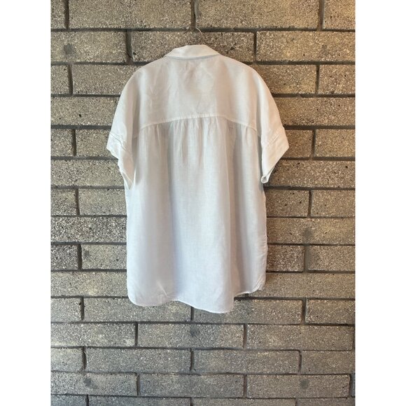 J.Crew White Relaxed Linen Button-Up Shirt XLT - Picture 8 of 9